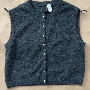 H&M Dark Gray Sleeveless Button-Front Knit Vest